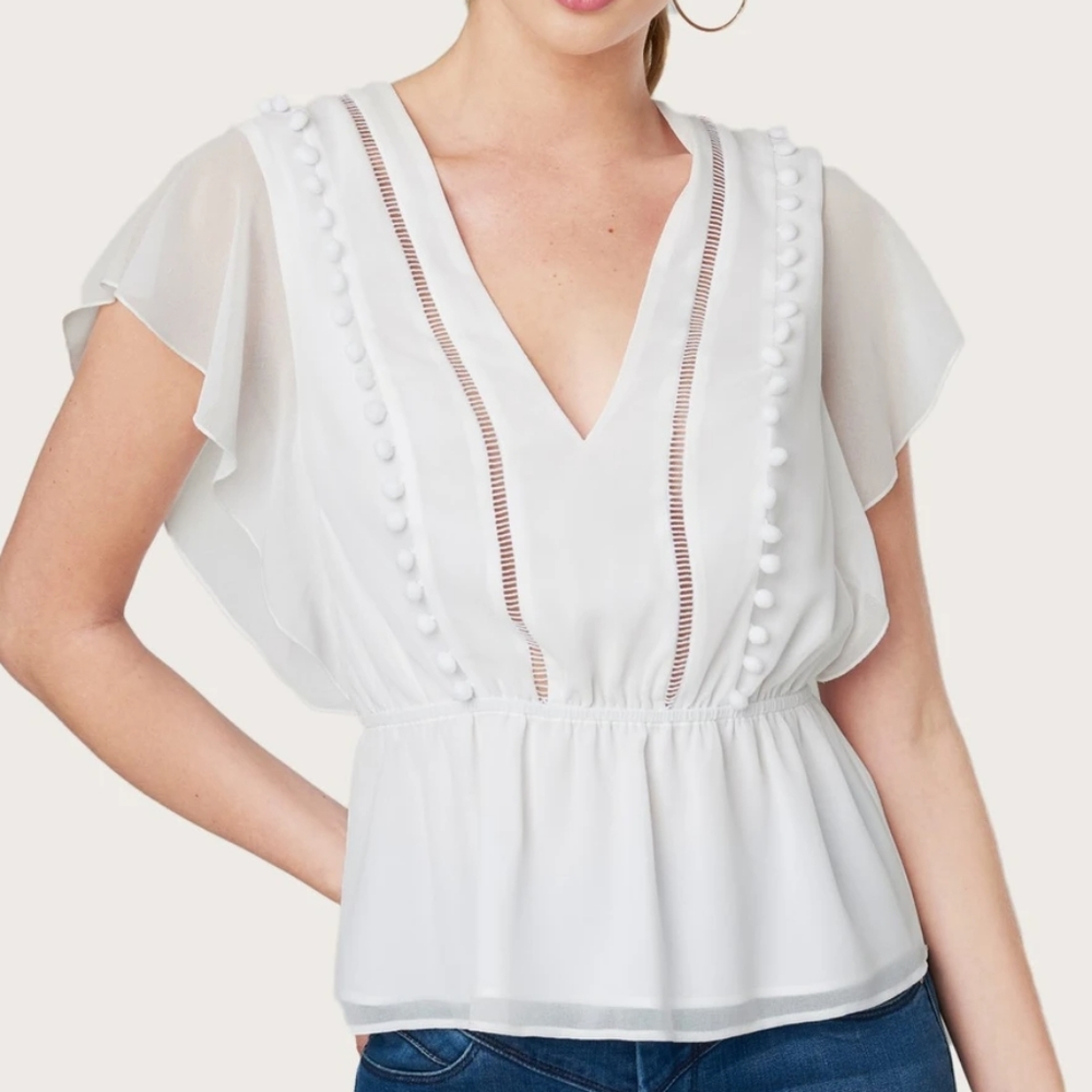 BEBE Pom pom detail top